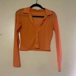Garage Orange Sheer Top